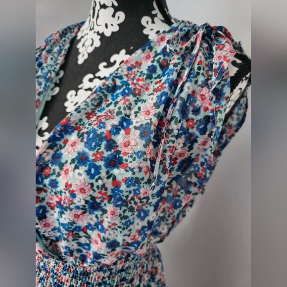 BCBG Paris Layered Chiffon Floral Print Ruffle Mini Summer Dress Women Size S - Picture 9 of 16